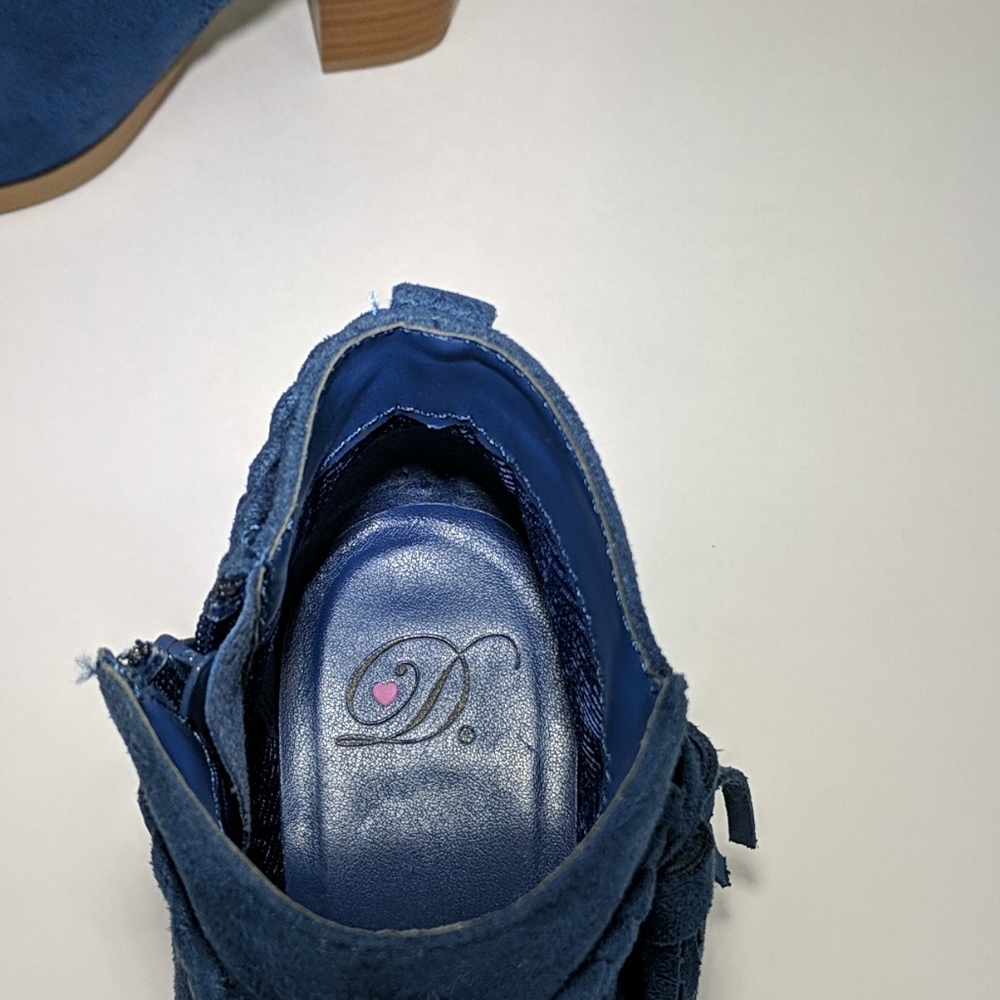 ❤️ D Blue Felt Suede Zip Ankle Boots Sz 6 NWOT - Picture 9 of 10